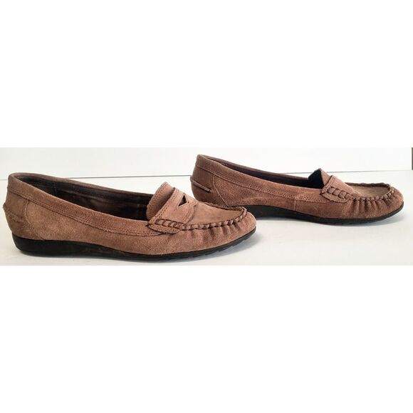 Franco Sarto Slip On Loafer Flats Suede Leather in Cocoa Brown Rubber WOM 7M - Picture 4 of 16